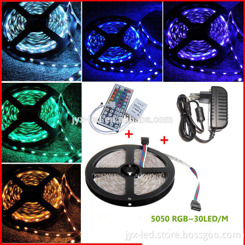 ShenZhen factory 5050 rgb led strip 30leds per meter 7.2w/m double side pcb 12v led strip holiday lighting led with CE ROHS